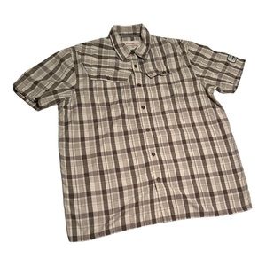 Redington Shirt Mens XL Brown Plaid Short Sleeve Button Up Fly Fishing Outdoor